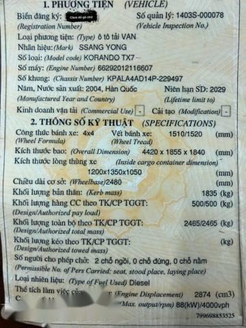 Ssangyong Korando   TX7 2004 - Xe Ssangyong Korando TX7 đời 2004, màu đen số tự động, giá chỉ 245 triệu